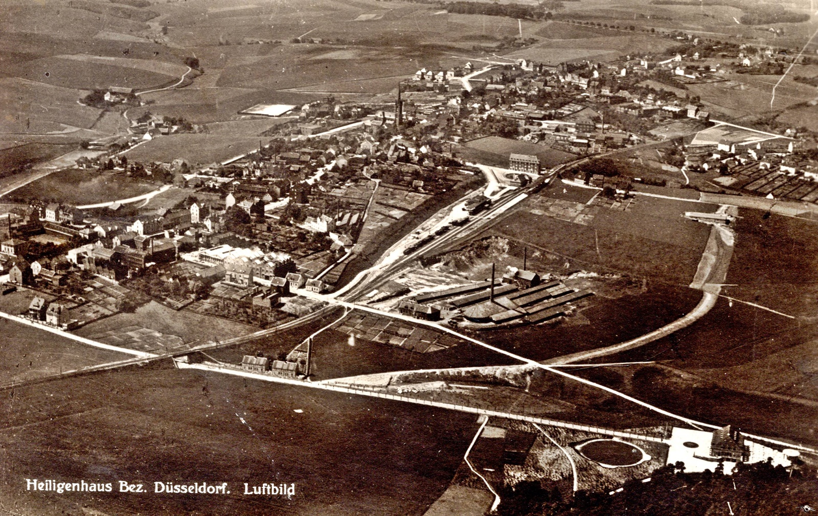 Dampfziegelei Luftaufnahme Heiligenhaus Ansichtskarte 1929 Stadtarchiv 183 1 001a