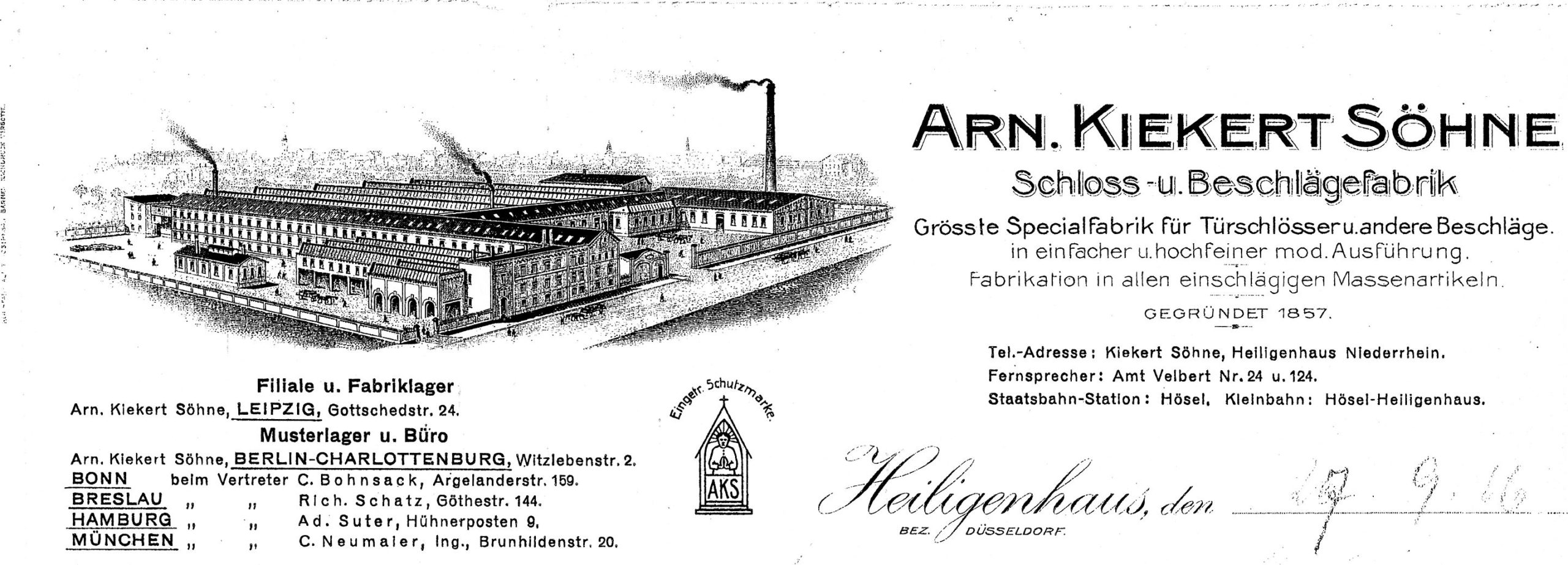 Arn. Kiekert Söhne 1916 Briefkopf